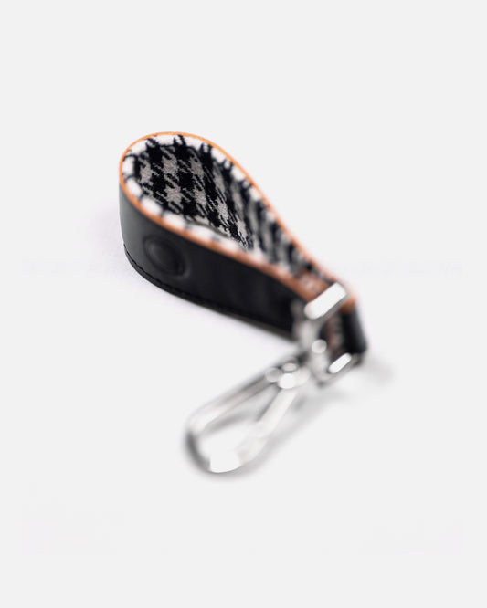 Leather Keychain - Pepita Black & White