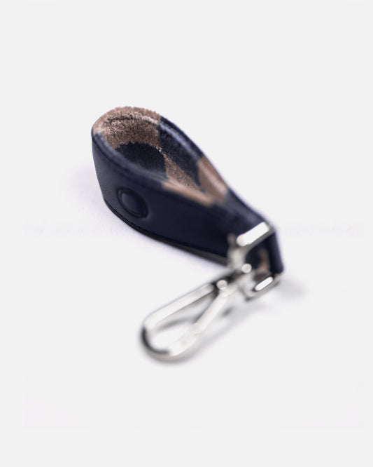 Leather Keychain - Pascha Blue & White