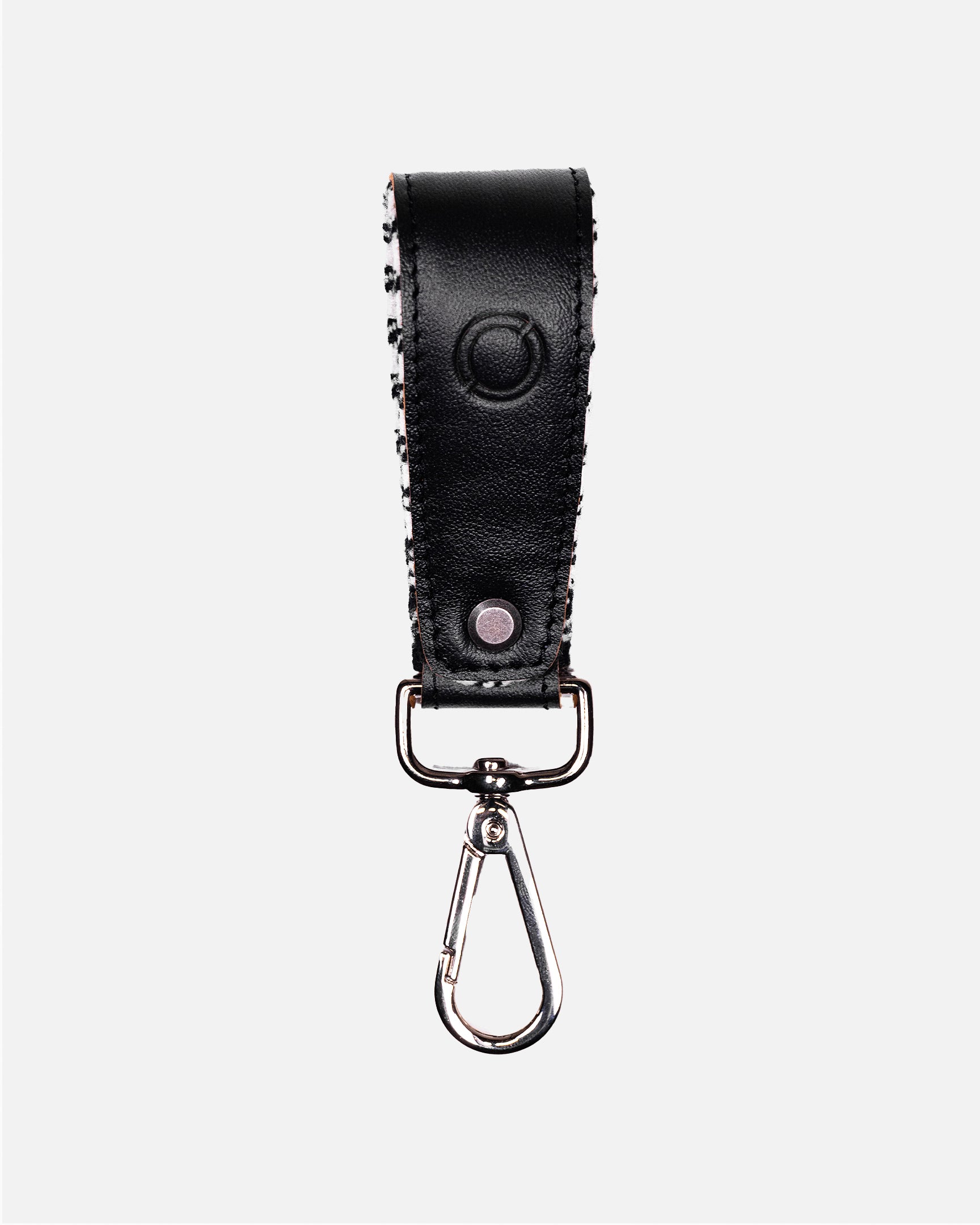 Leather Keychain - Pepita Black & White