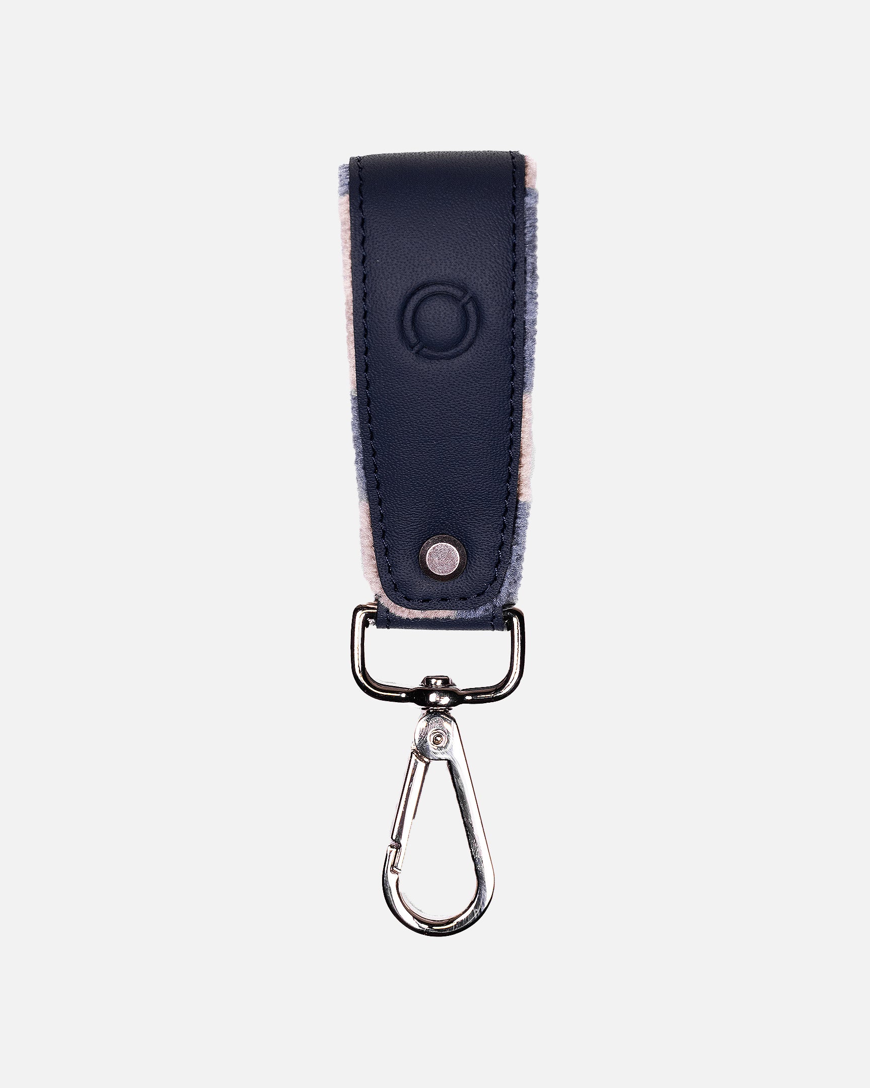Leather Keychain - Pascha Blue & White